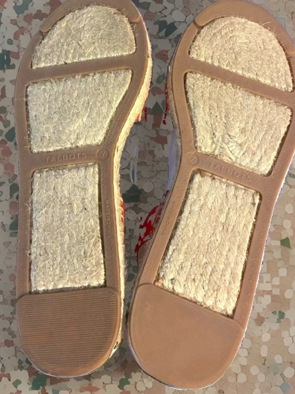 Talbots Size 7 Izzy d’Orsay Canvas Eyelet Espadrille Sandal Flats Red Cotton